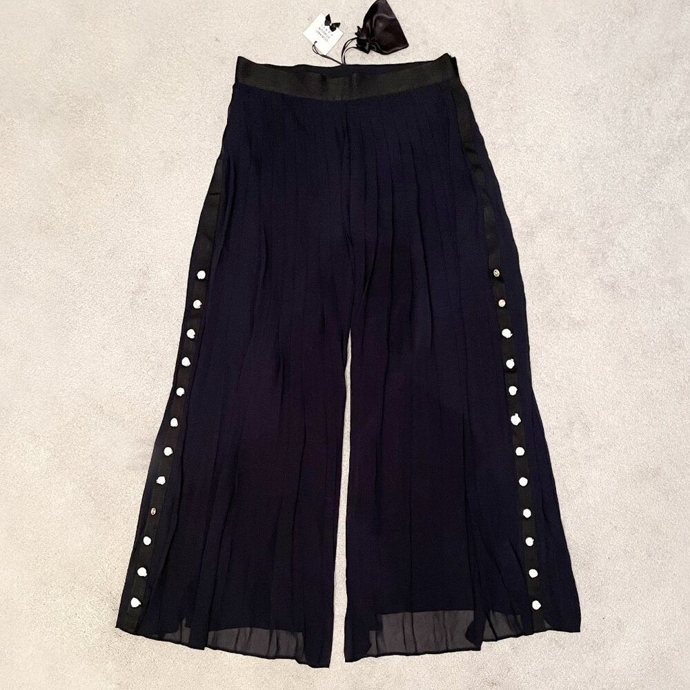 EDWARD ACHOUR PARIS Chiffon Layer Pants - Navy - Size XL - NEW